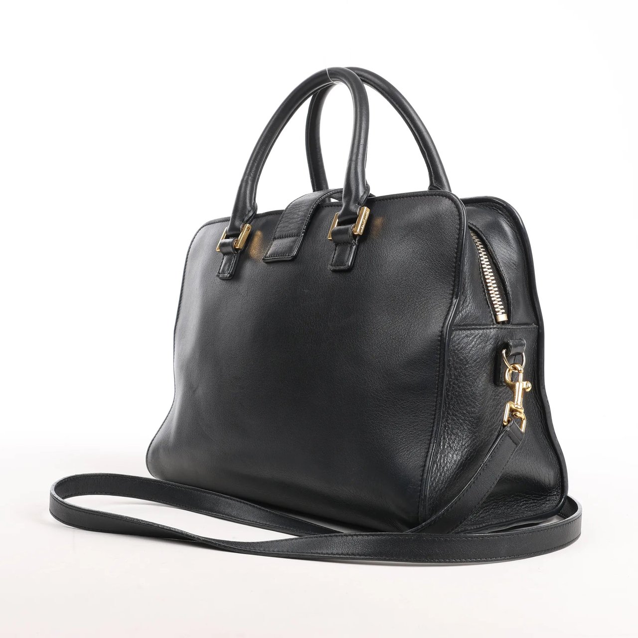 Saint Laurent Saint Laurent Paris Monogram Cabas Leather 2Way Handbag in Black Zwart