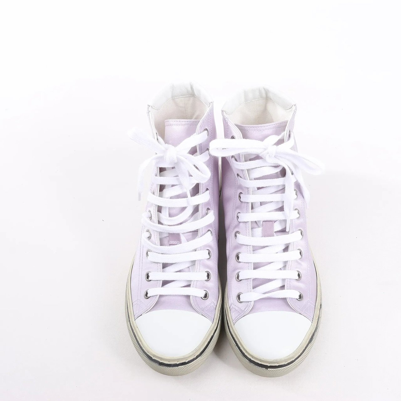 Saint Laurent Saint Laurent Paris Malibu Satin High-top Sneakers in Metallic Purple 718403, Size 38 EU Paars