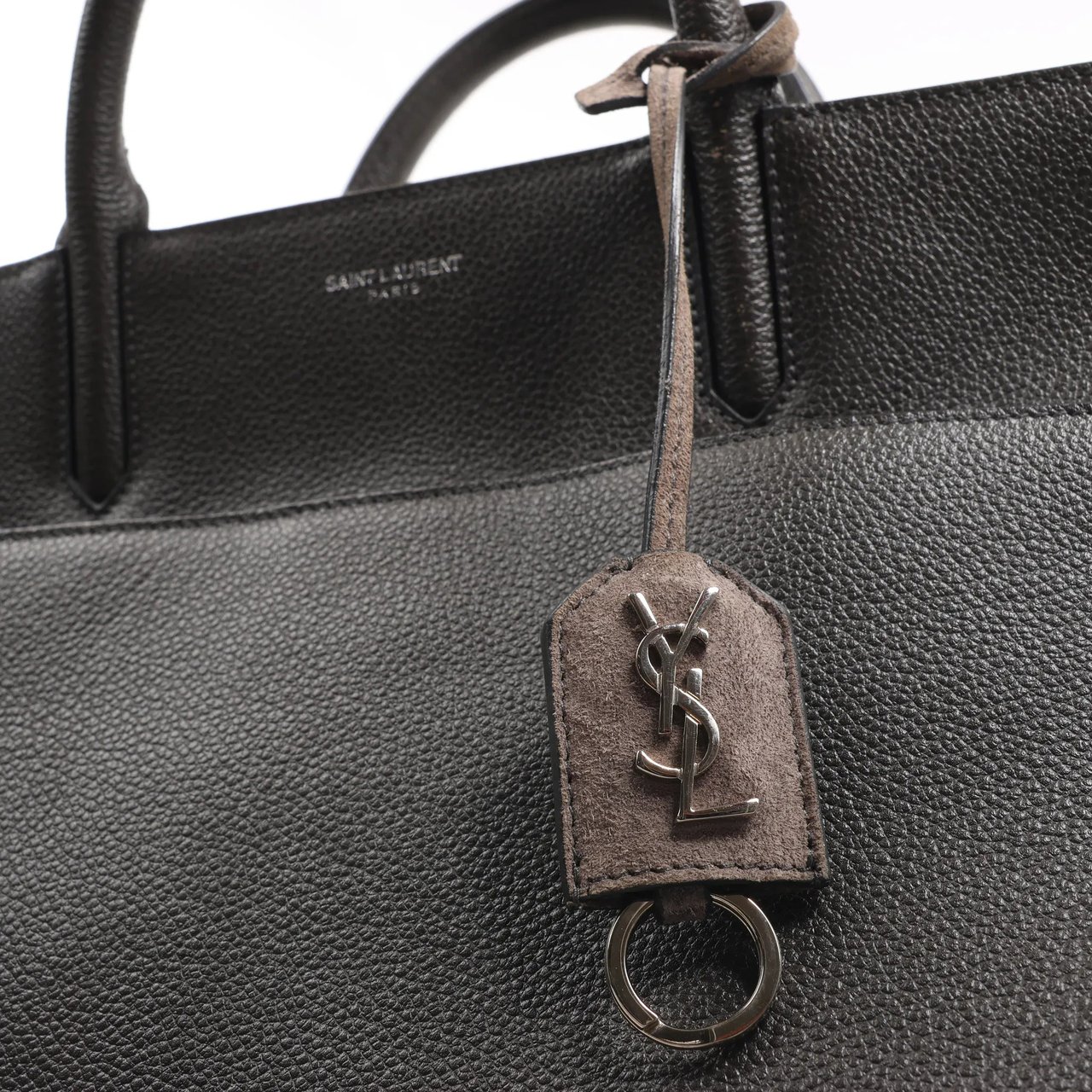 Saint Laurent Saint Laurent Cabas Rive Gauche Leather x Suede 2Way Handbag in Dark Gray 436620 Grijs