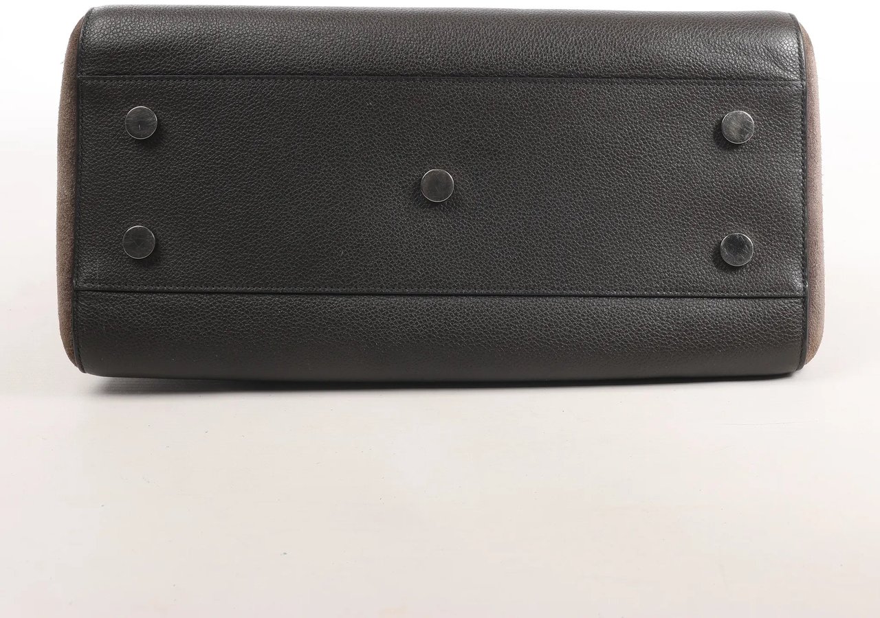 Saint Laurent Saint Laurent Cabas Rive Gauche Leather x Suede 2Way Handbag in Dark Gray 436620 Grijs