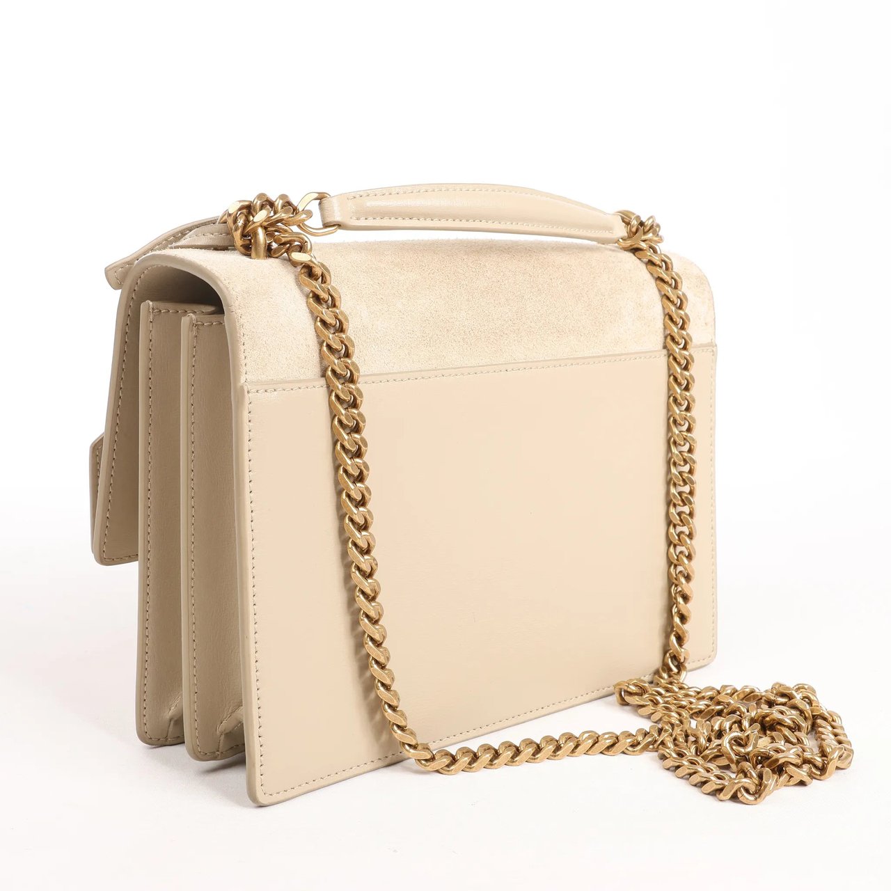 Saint Laurent Saint Laurent Paris Sunset Medium Leather x Suede Shoulder Bag in Beige 442906 Beige