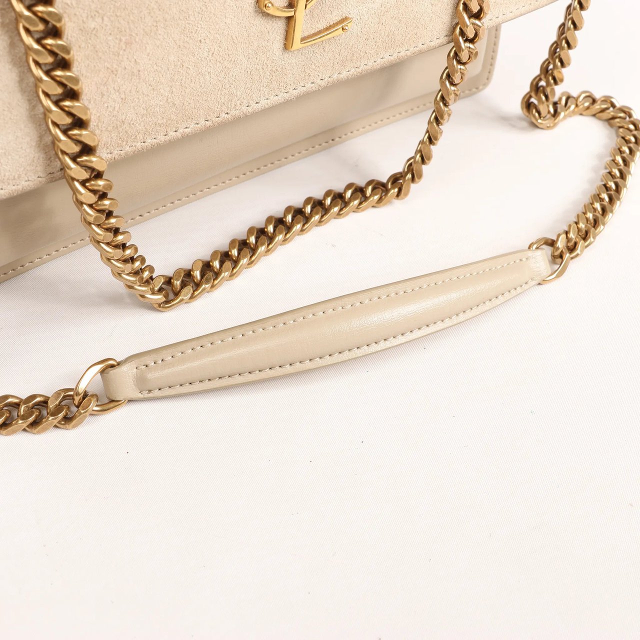 Saint Laurent Saint Laurent Paris Sunset Medium Leather x Suede Shoulder Bag in Beige 442906 Beige