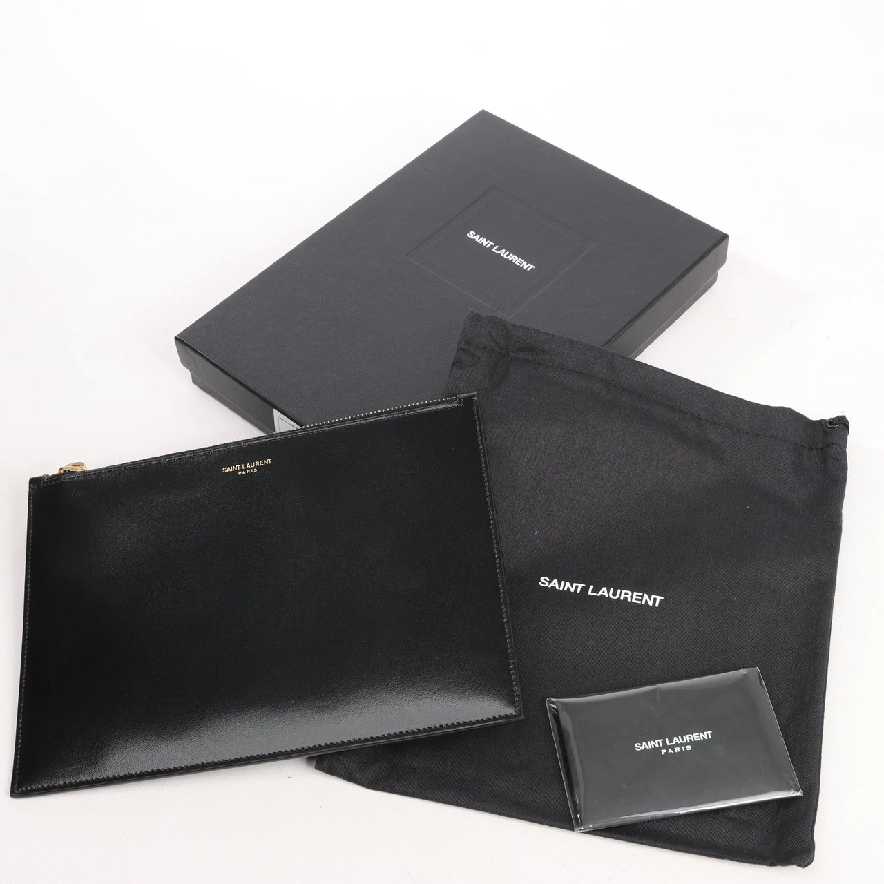 Saint Laurent Saint Laurent Paris  Leather Clutch in Black 635098 Zwart