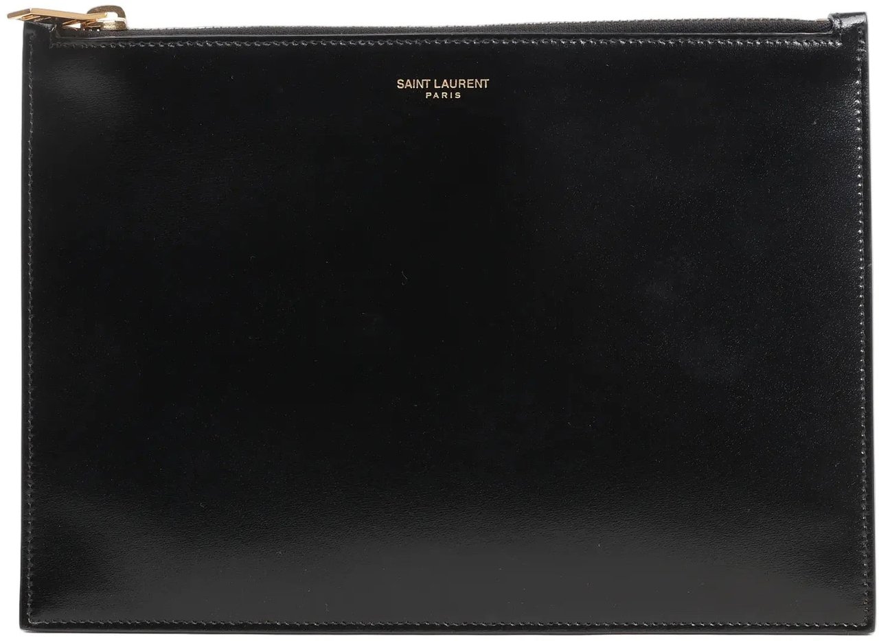 Saint Laurent Saint Laurent Paris  Leather Clutch in Black 635098 Zwart