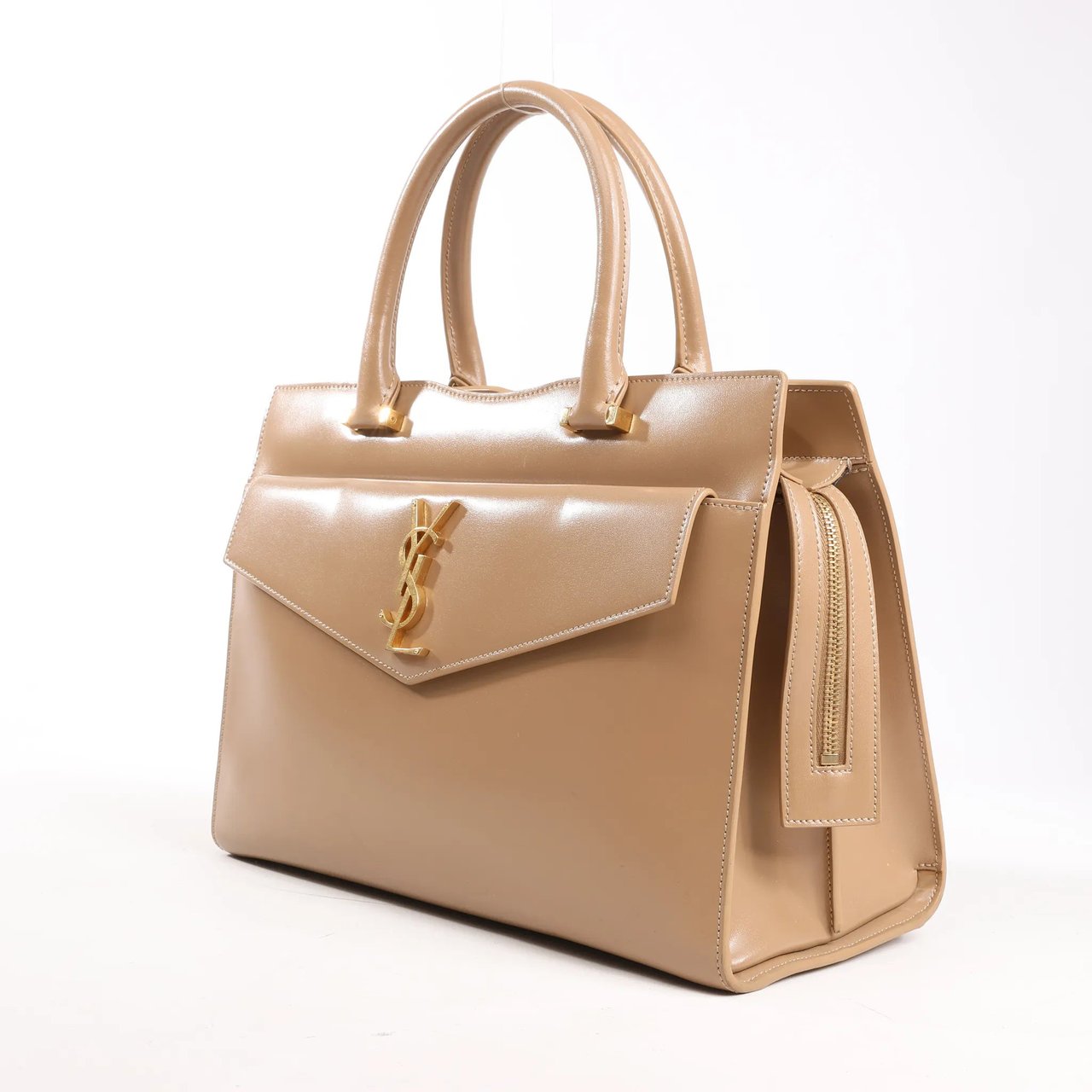 Saint Laurent Saint Laurent Paris Uptown Leather Handbag in Beige 557653 Beige