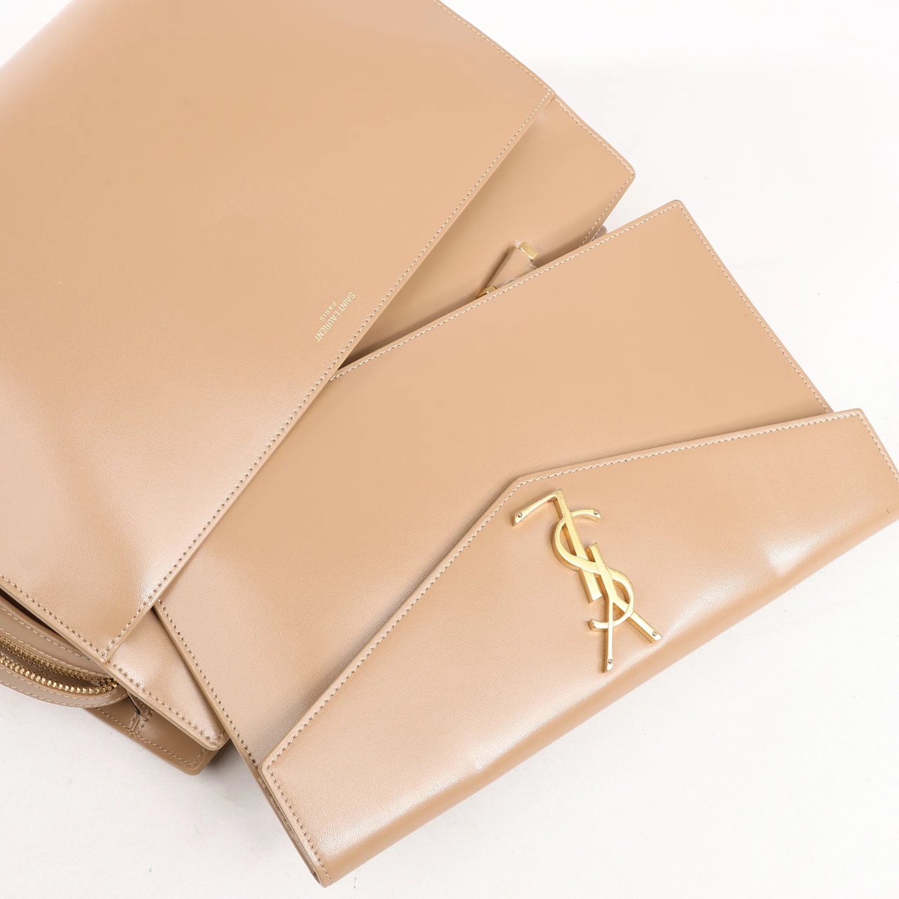 Saint Laurent Saint Laurent Paris Uptown Leather Handbag in Beige 557653 Beige