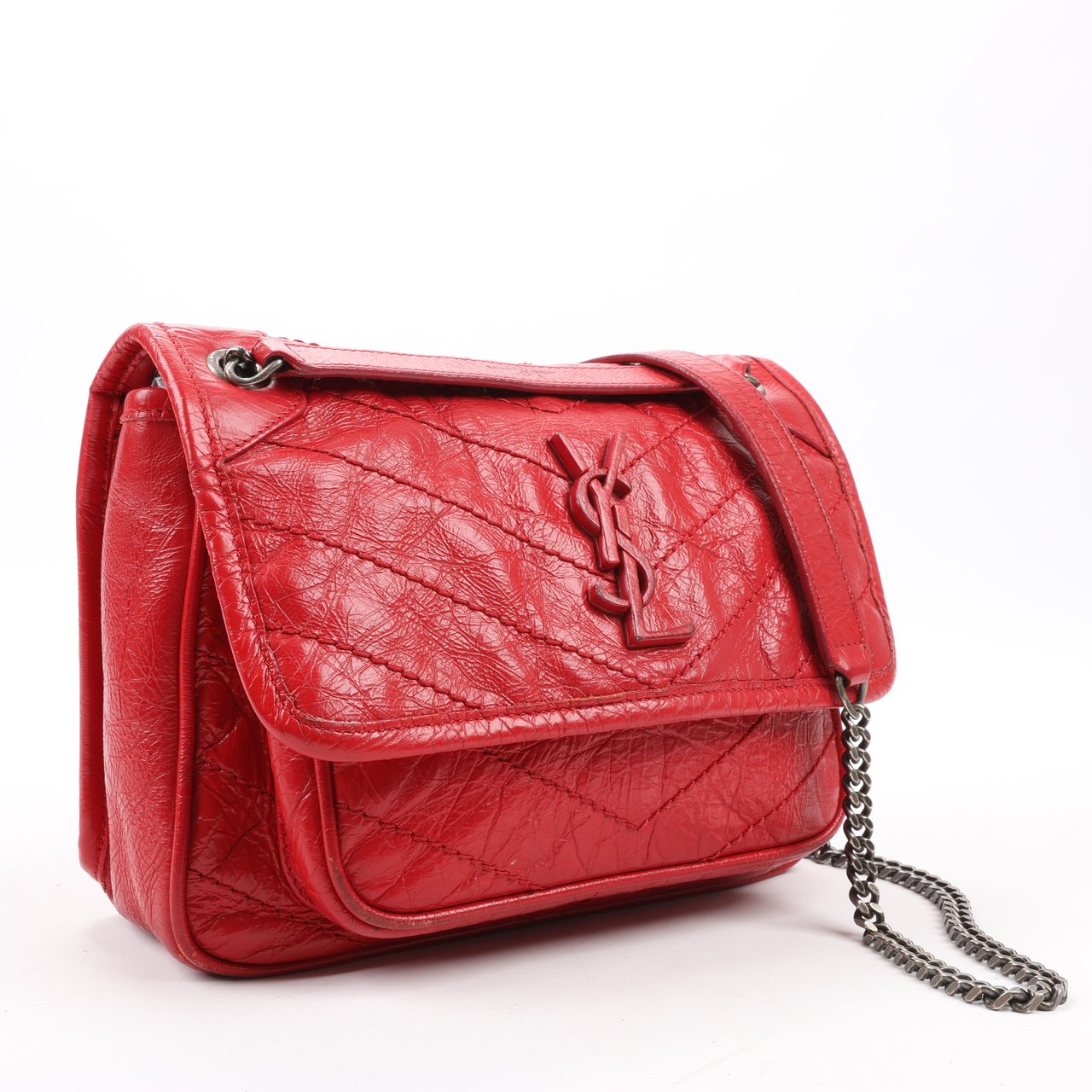Saint Laurent Saint Laurent Paris Niki Baby Leather Chain Shoulder Bag Red 533037 Rood