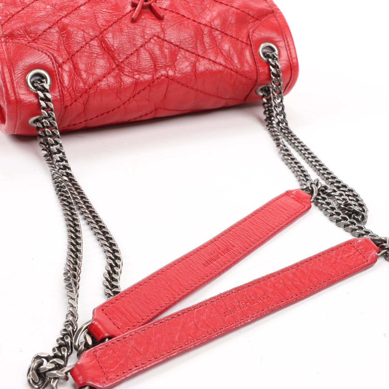 Saint Laurent Saint Laurent Paris Niki Baby Leather Chain Shoulder Bag Red 533037 Rood