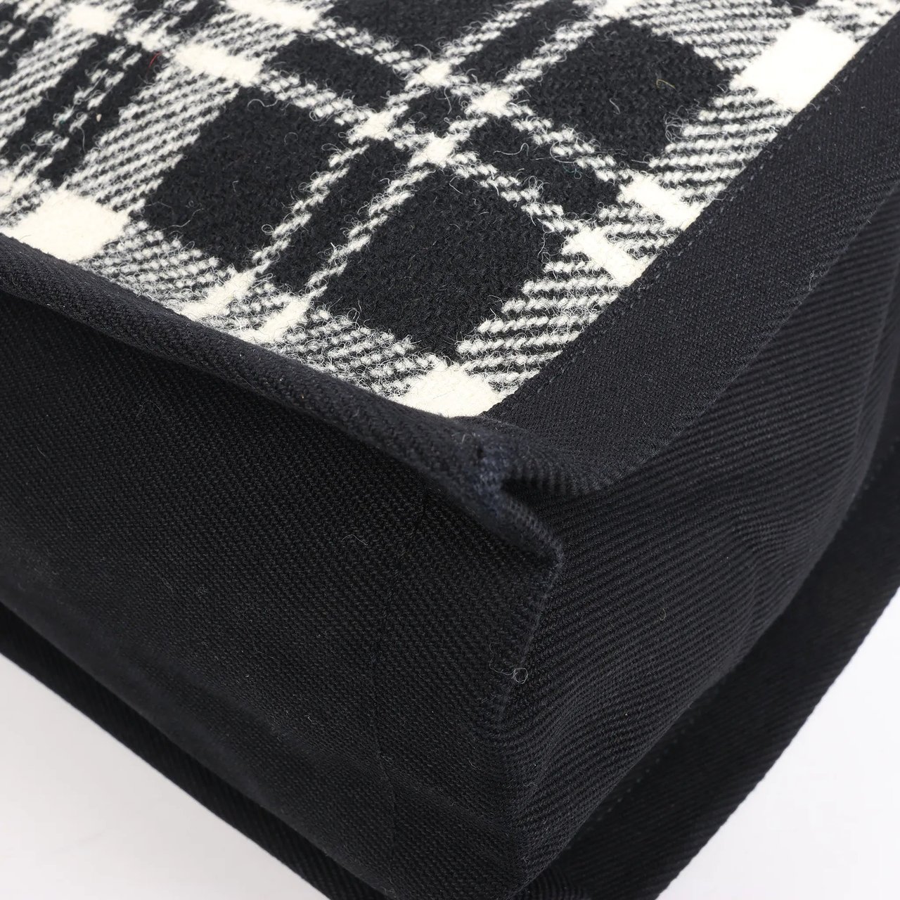 Saint Laurent Saint Laurent Paris Rive Gauche Wool x Leather Tote bag Black x White 499290 Divers