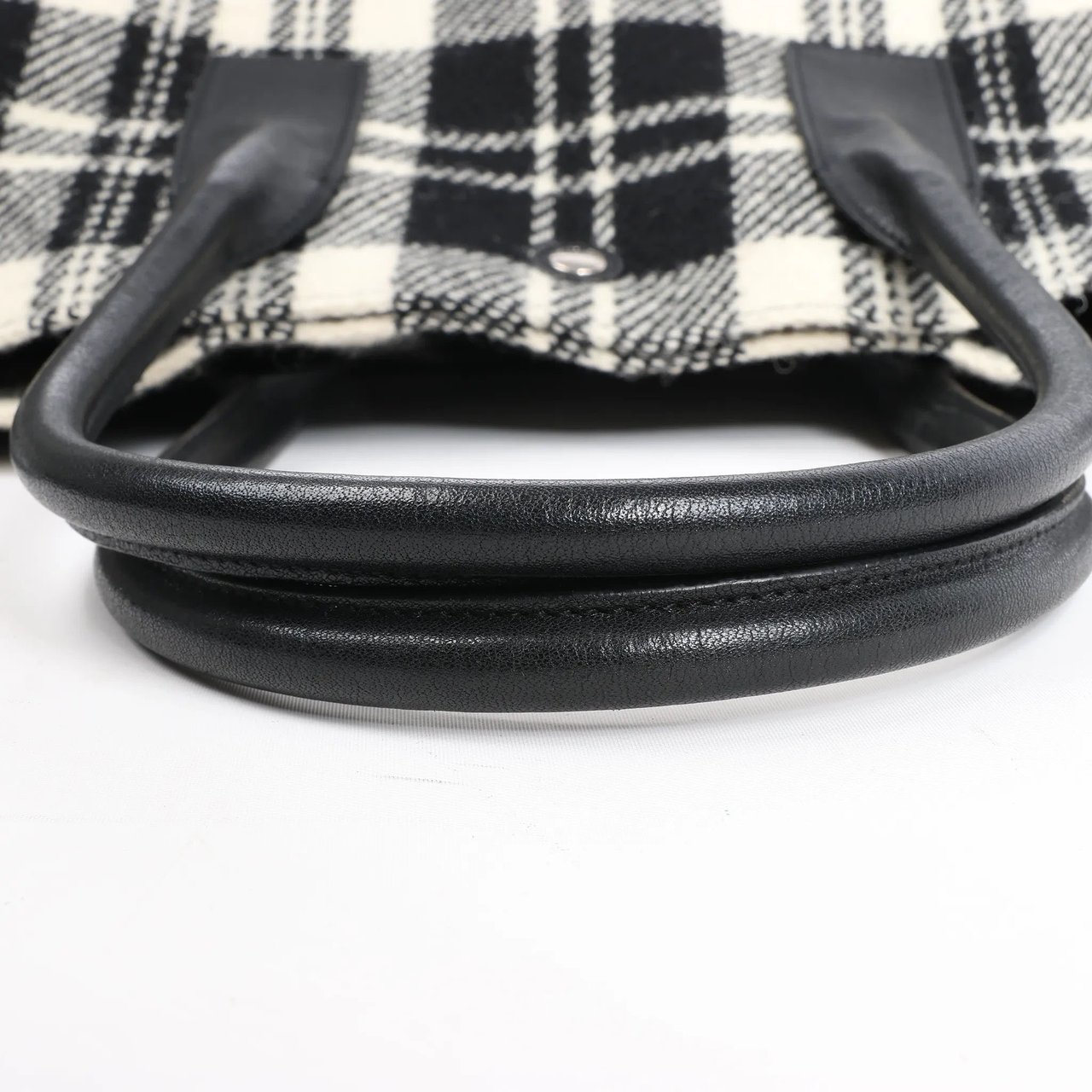 Saint Laurent Saint Laurent Paris Rive Gauche Wool x Leather Tote bag Black x White 499290 Divers