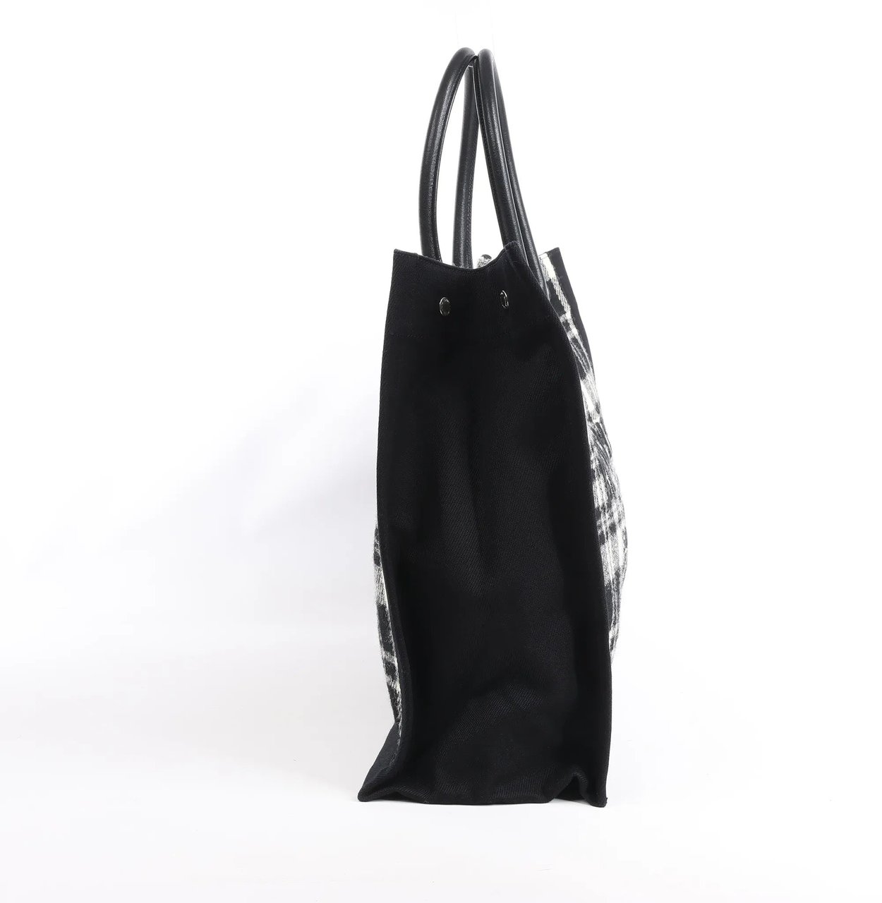 Saint Laurent Saint Laurent Paris Rive Gauche Wool x Leather Tote bag Black x White 499290 Divers