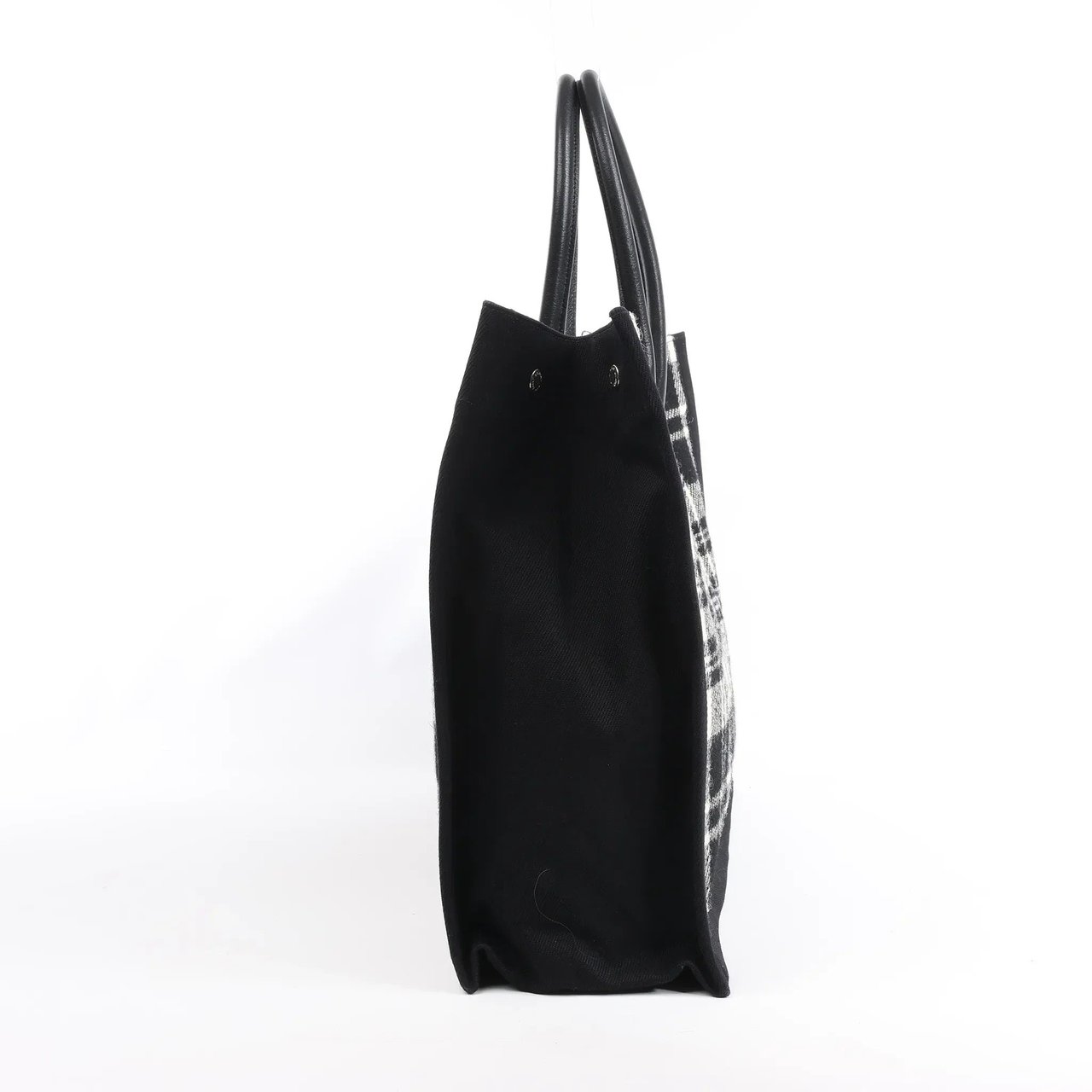 Saint Laurent Saint Laurent Paris Rive Gauche Wool x Leather Tote bag Black x White 499290 Divers