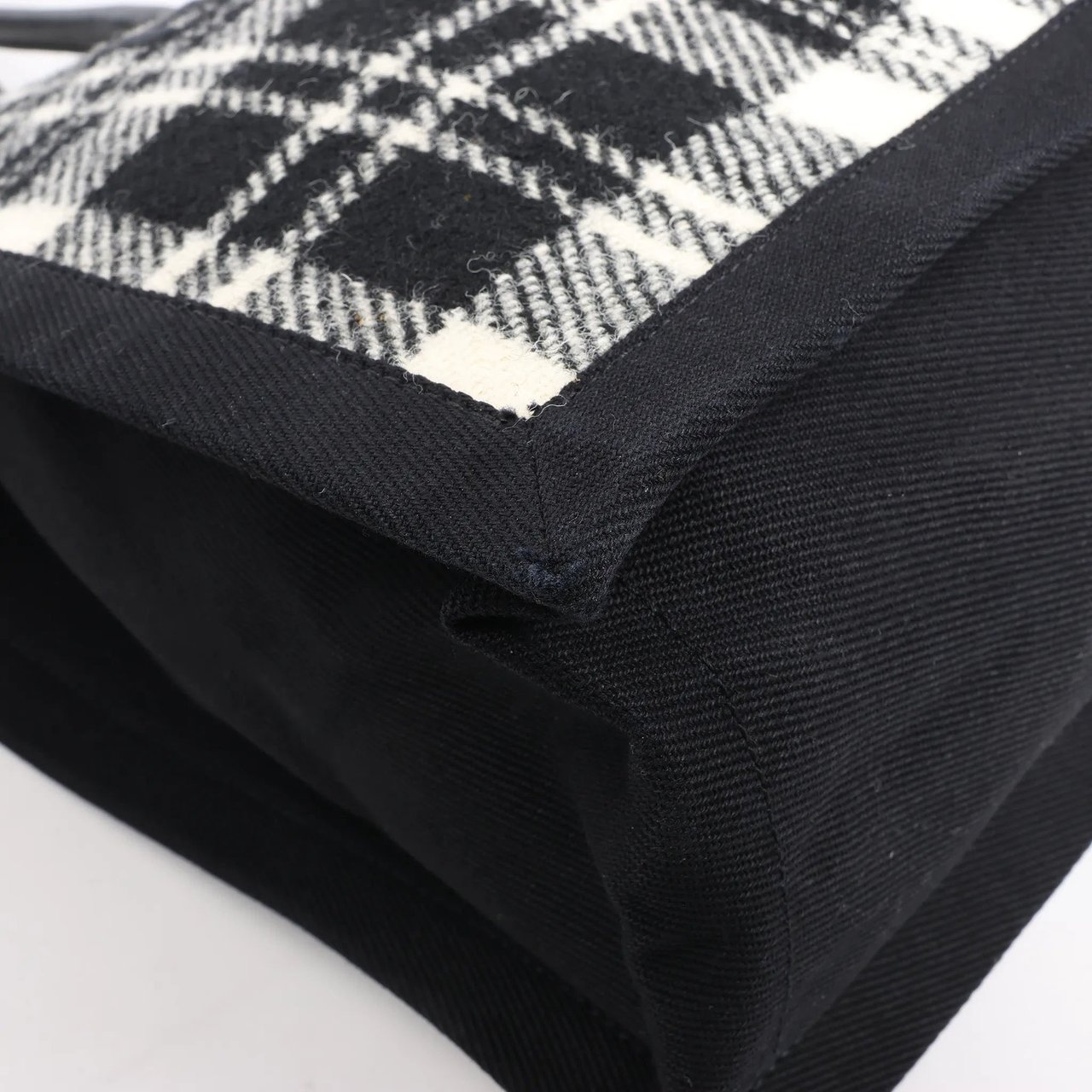 Saint Laurent Saint Laurent Paris Rive Gauche Wool x Leather Tote bag Black x White 499290 Divers