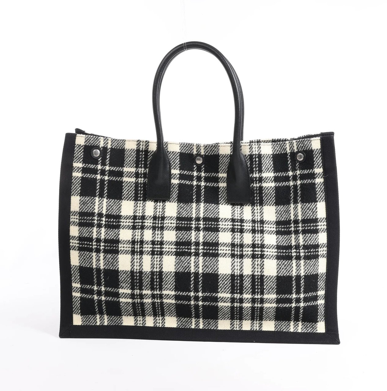 Saint Laurent Saint Laurent Paris Rive Gauche Wool x Leather Tote bag Black x White 499290 Divers