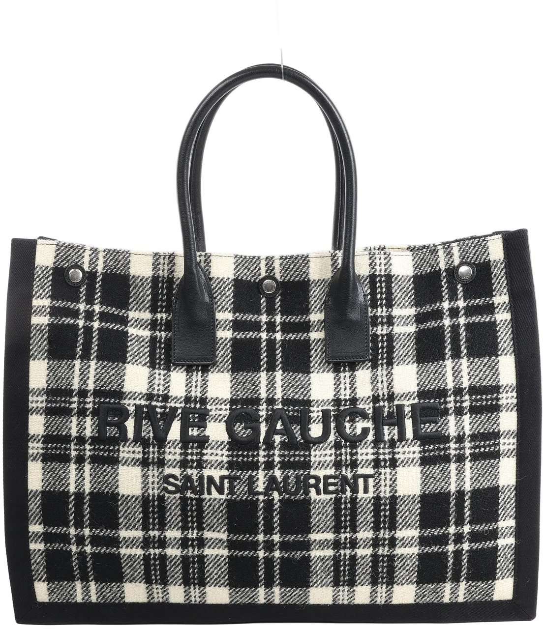Saint Laurent Saint Laurent Paris Rive Gauche Wool x Leather Tote bag Black x White 499290 Divers