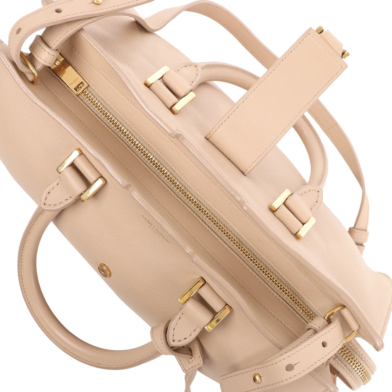 Saint Laurent Saint Laurent Paris Baby Cabas Leather 2Way Handbag in Beige 394461 Beige