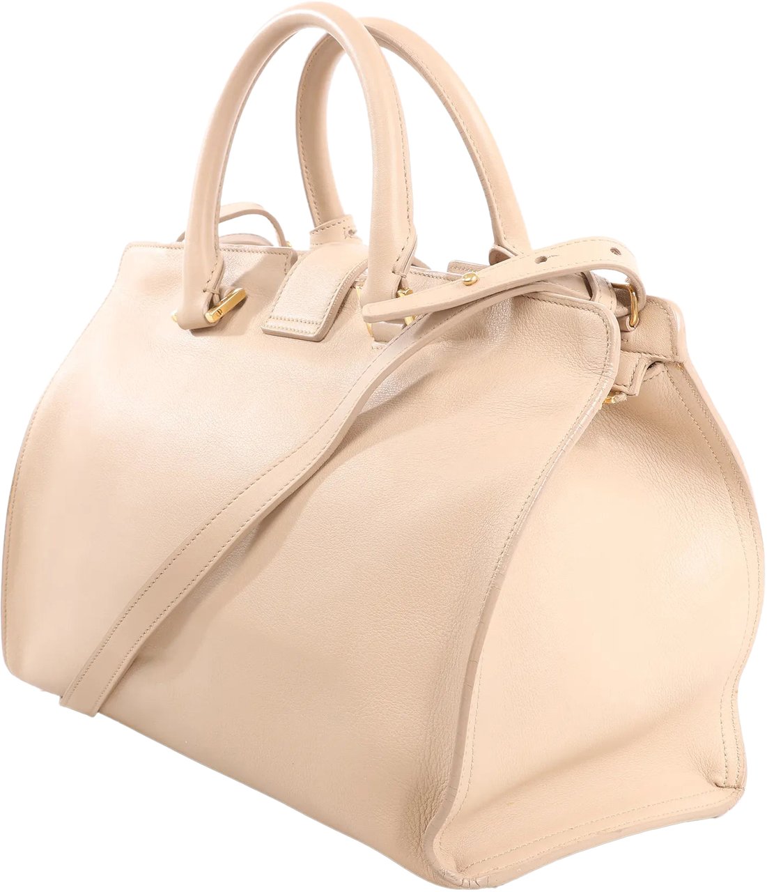 Saint Laurent Saint Laurent Paris Baby Cabas Leather 2Way Handbag in Beige 394461 Beige