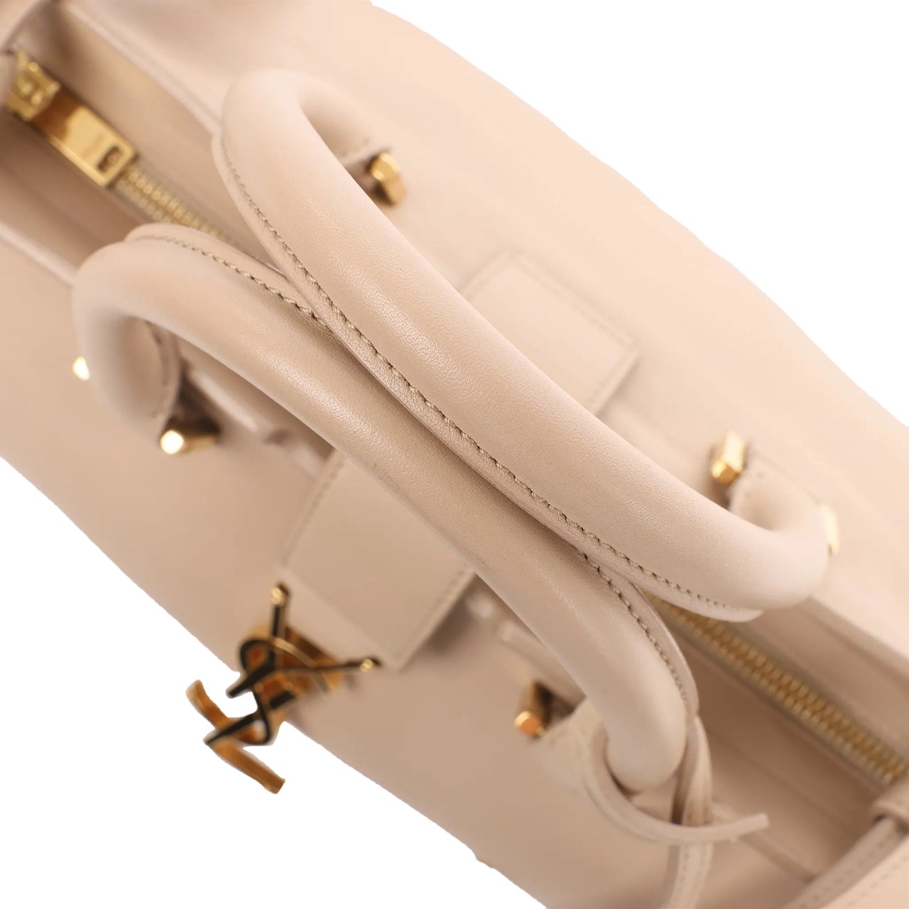 Saint Laurent Saint Laurent Paris Baby Cabas Leather 2Way Handbag in Beige 394461 Beige