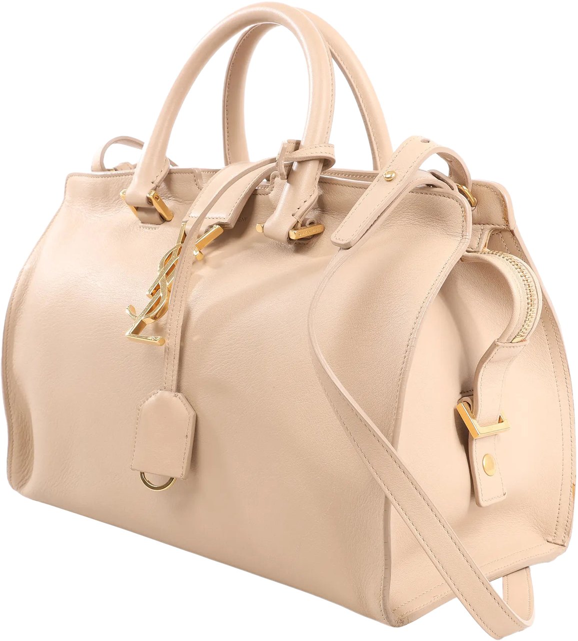 Saint Laurent Saint Laurent Paris Baby Cabas Leather 2Way Handbag in Beige 394461 Beige