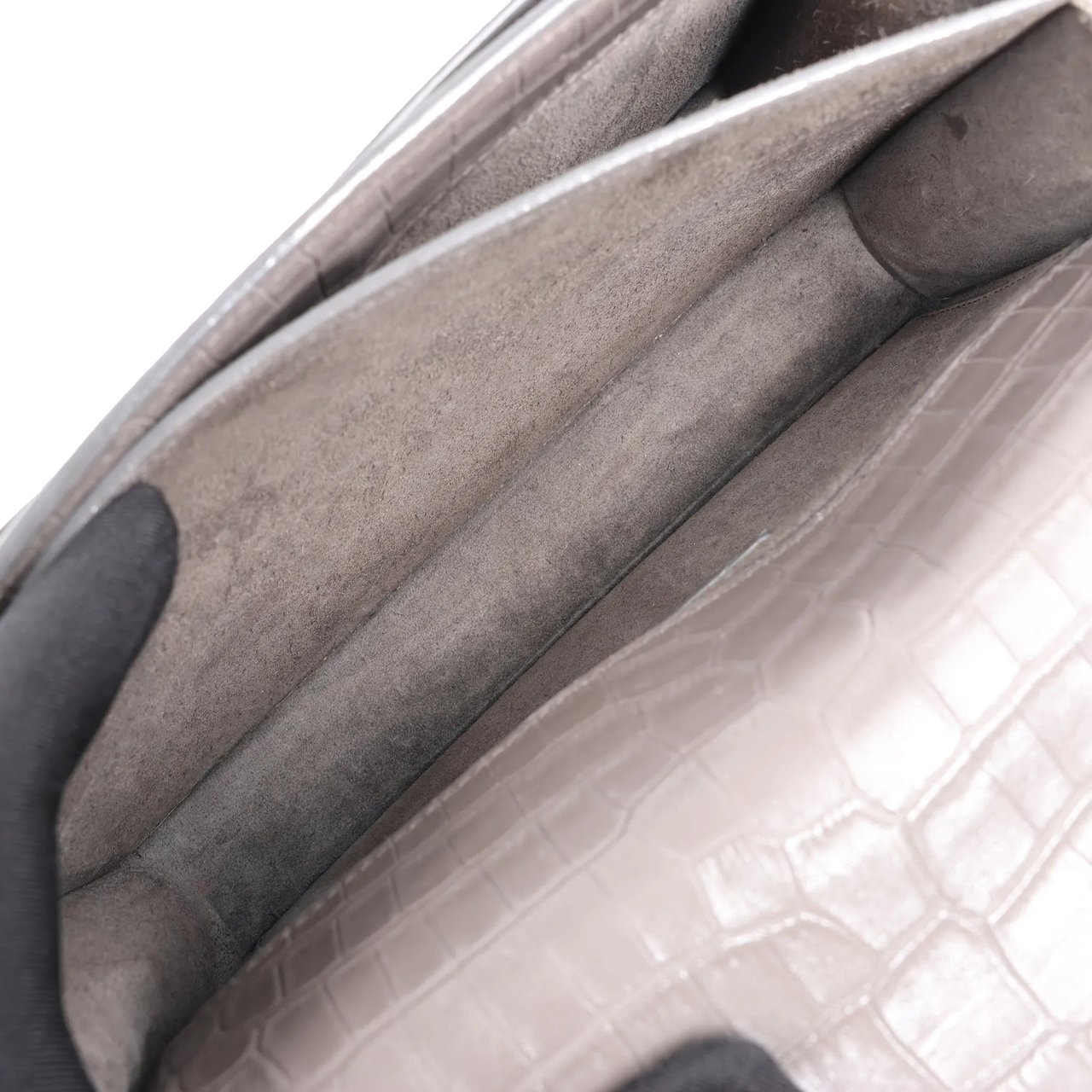 Saint Laurent Saint Laurent Paris Sunset Medium Mock Croc Shoulder Bag in Gray 442906 Grijs