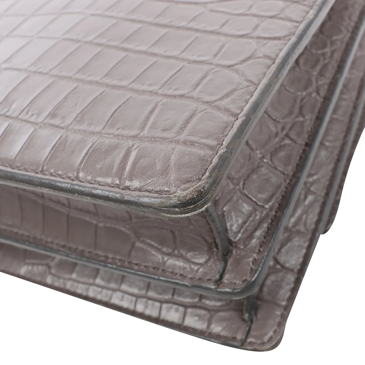 Saint Laurent Saint Laurent Paris Sunset Medium Mock Croc Shoulder Bag in Gray 442906 Grijs