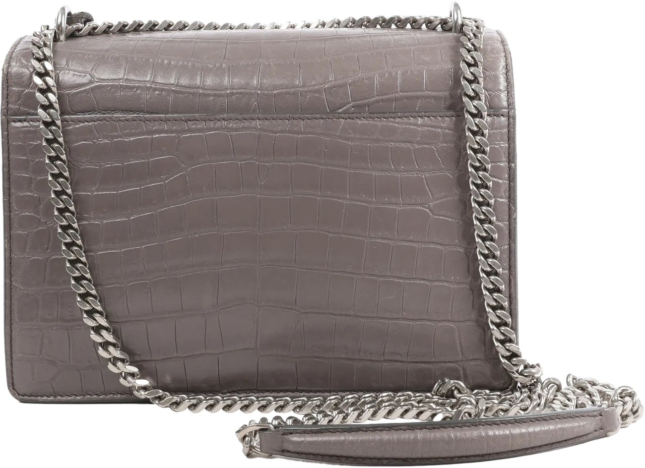 Saint Laurent Saint Laurent Paris Sunset Medium Mock Croc Shoulder Bag in Gray 442906 Grijs