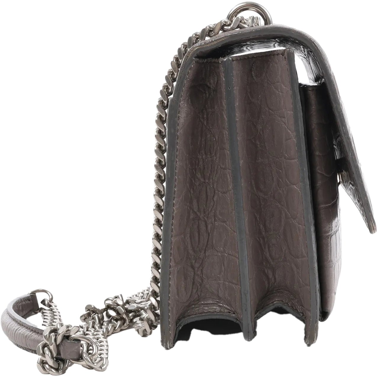 Saint Laurent Saint Laurent Paris Sunset Medium Mock Croc Shoulder Bag in Gray 442906 Grijs