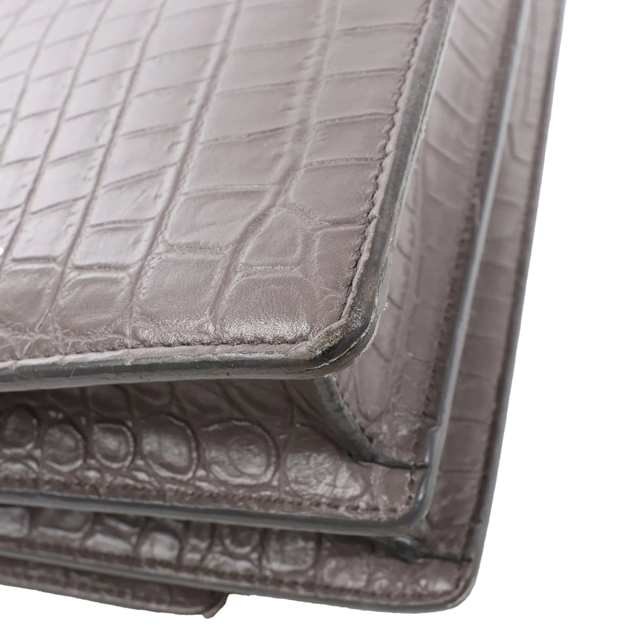 Saint Laurent Saint Laurent Paris Sunset Medium Mock Croc Shoulder Bag in Gray 442906 Grijs