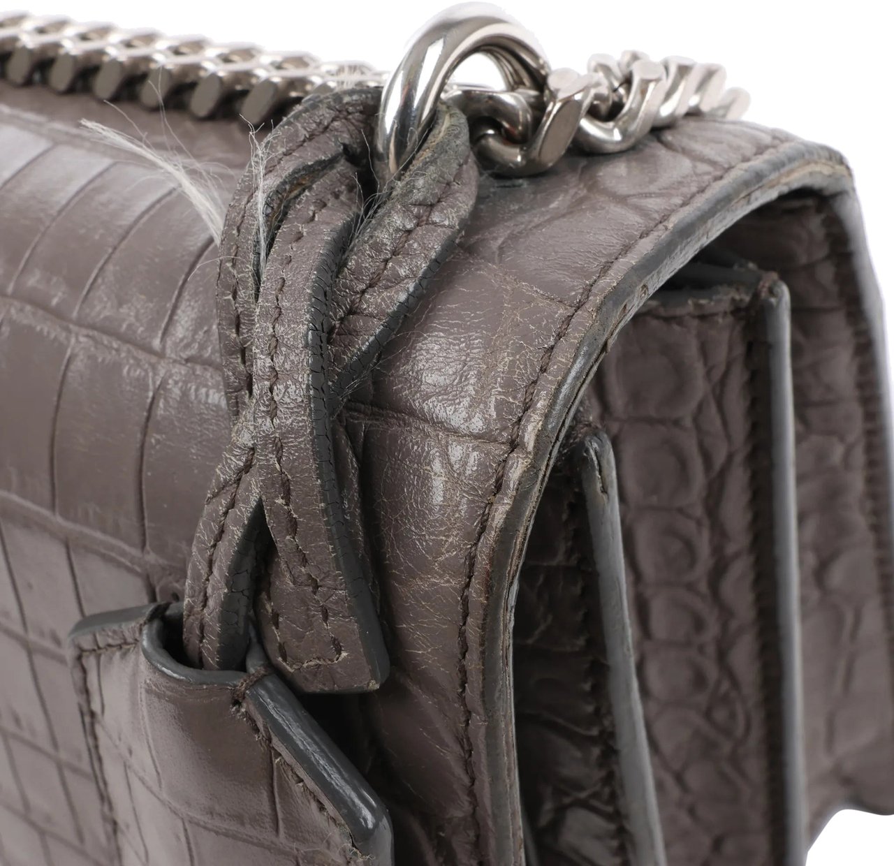 Saint Laurent Saint Laurent Paris Sunset Medium Mock Croc Shoulder Bag in Gray 442906 Grijs