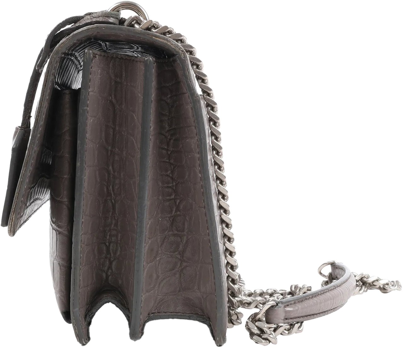Saint Laurent Saint Laurent Paris Sunset Medium Mock Croc Shoulder Bag in Gray 442906 Grijs