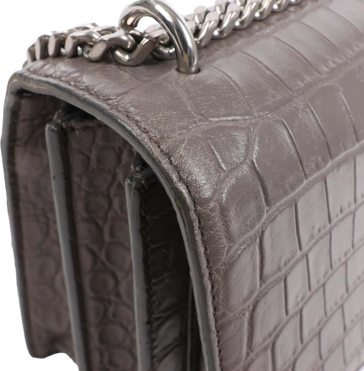 Saint Laurent Saint Laurent Paris Sunset Medium Mock Croc Shoulder Bag in Gray 442906 Grijs