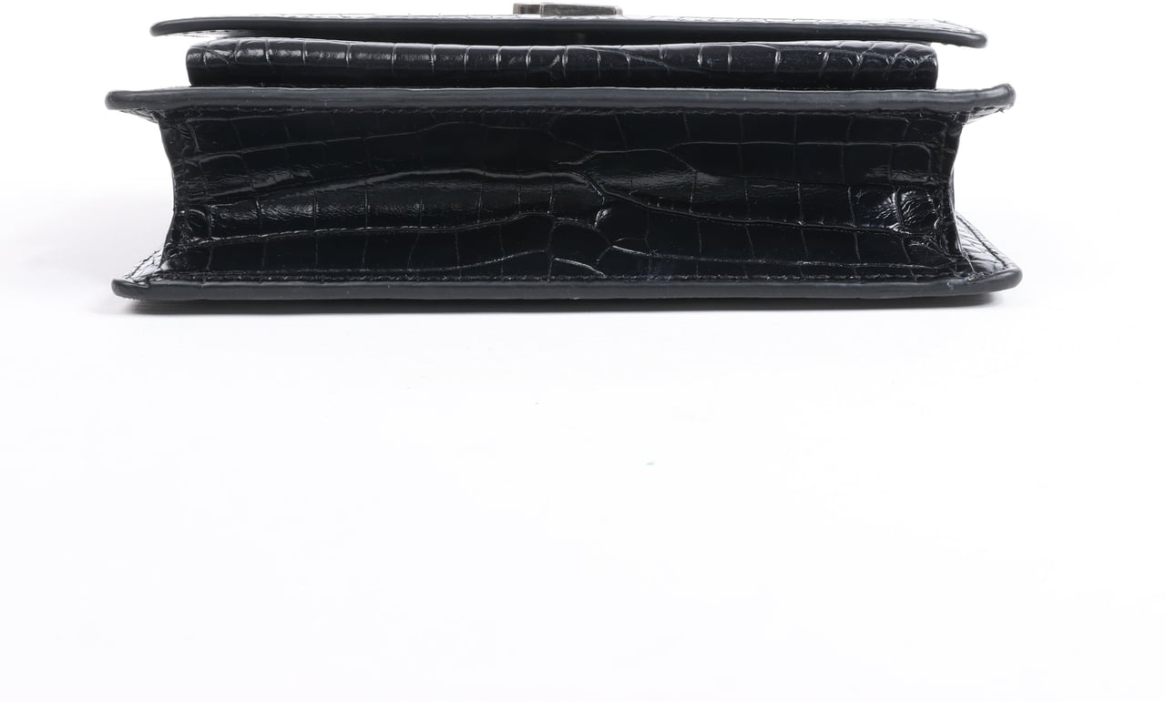 Saint Laurent Saint Laurent Paris Sunset Mock Croc Shoulder Bag in Black Zwart