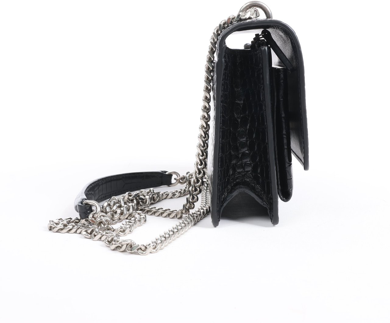 Saint Laurent Saint Laurent Paris Sunset Mock Croc Shoulder Bag in Black Zwart