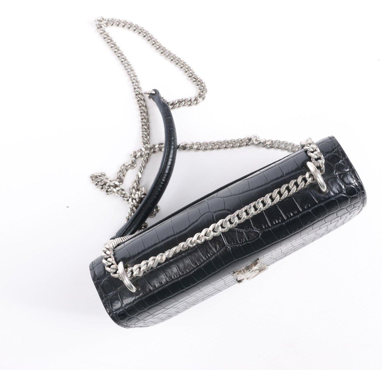 Saint Laurent Saint Laurent Paris Sunset Mock Croc Shoulder Bag in Black Zwart