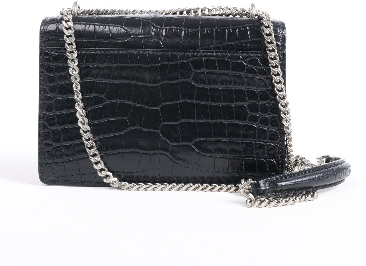 Saint Laurent Saint Laurent Paris Sunset Mock Croc Shoulder Bag in Black Zwart