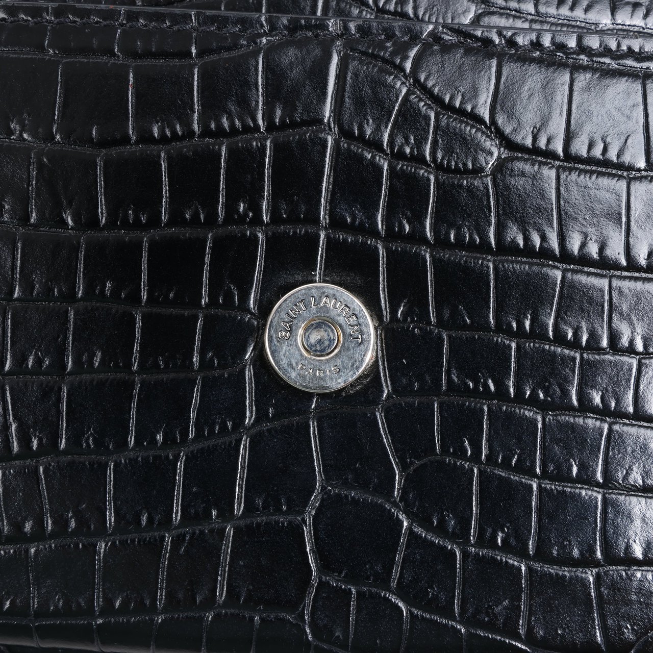 Saint Laurent Saint Laurent Paris Sunset Mock Croc Shoulder Bag in Black Zwart