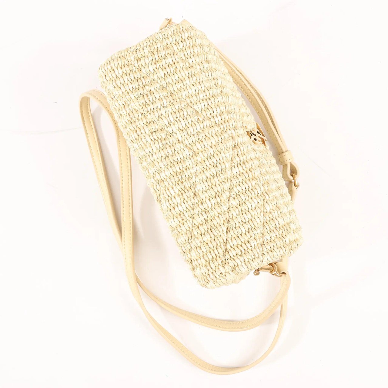 Saint Laurent Saint Laurent Paris Loulou Raffia x Leather Crossbody Bag in Beige 467072 Beige