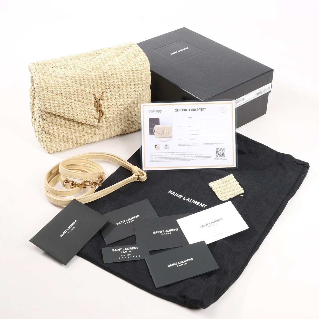 Saint Laurent Saint Laurent Paris Loulou Raffia x Leather Crossbody Bag in Beige 467072 Beige