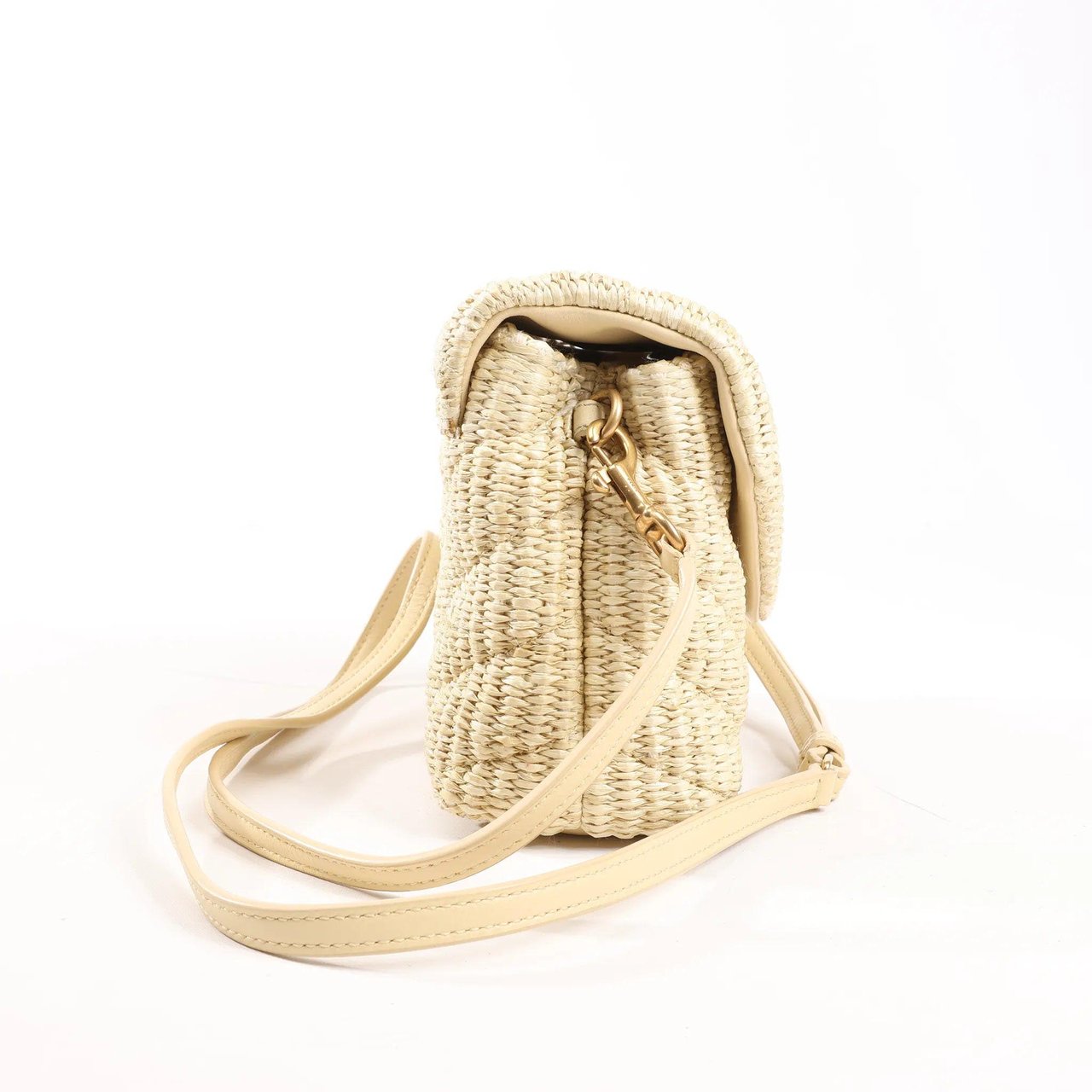 Saint Laurent Saint Laurent Paris Loulou Raffia x Leather Crossbody Bag in Beige 467072 Beige