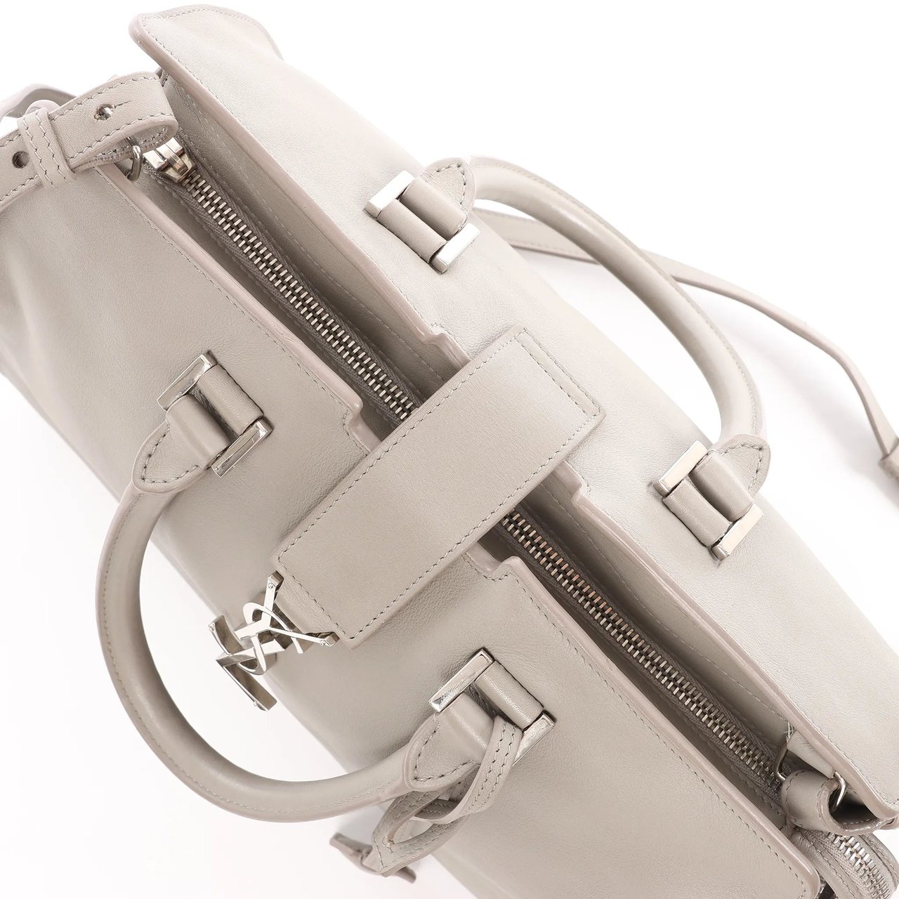 Saint Laurent Saint Laurent Paris Baby Cabas Leather 2Way Handbag in Gray 424869 Grijs