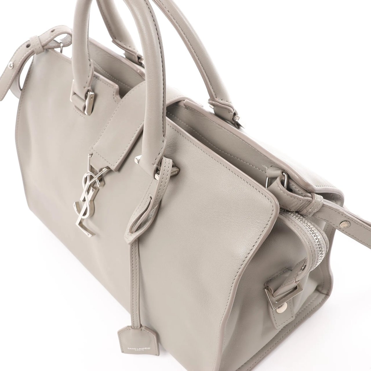 Saint Laurent Saint Laurent Paris Baby Cabas Leather 2Way Handbag in Gray 424869 Grijs