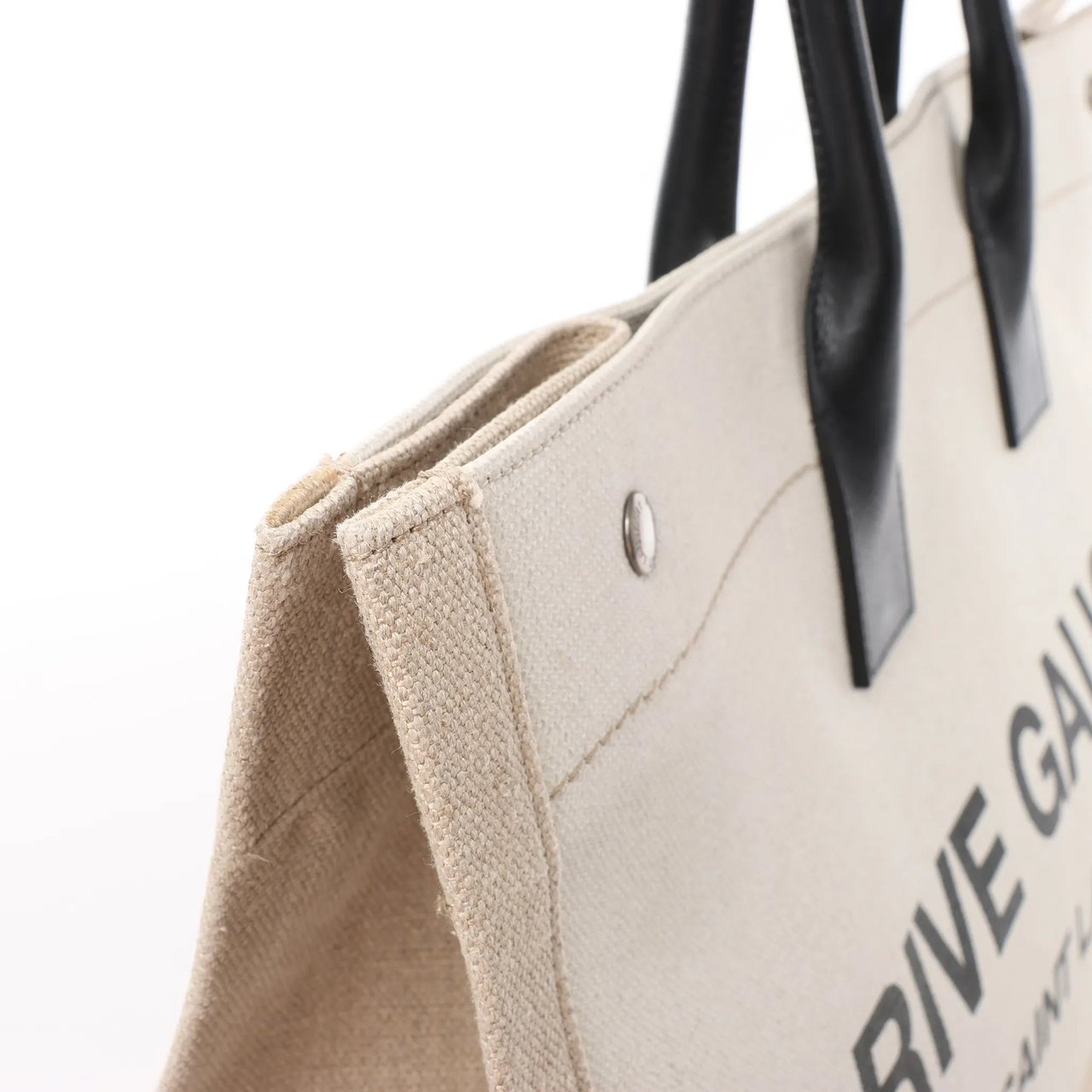 Saint Laurent Saint Laurent Rive Gauche Large Tote Bag in Printed Canvas and Leather in Beige 499290 Beige