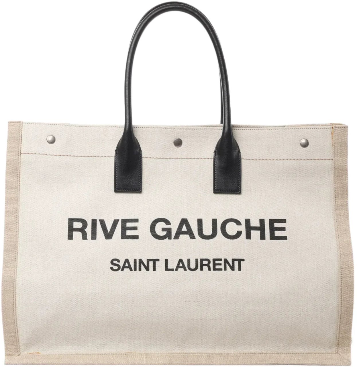 Saint Laurent Saint Laurent Rive Gauche Large Tote Bag in Printed Canvas and Leather in Beige 499290 Beige