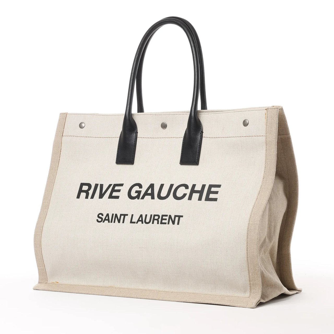Saint Laurent Saint Laurent Rive Gauche Large Tote Bag in Printed Canvas and Leather in Beige 499290 Beige