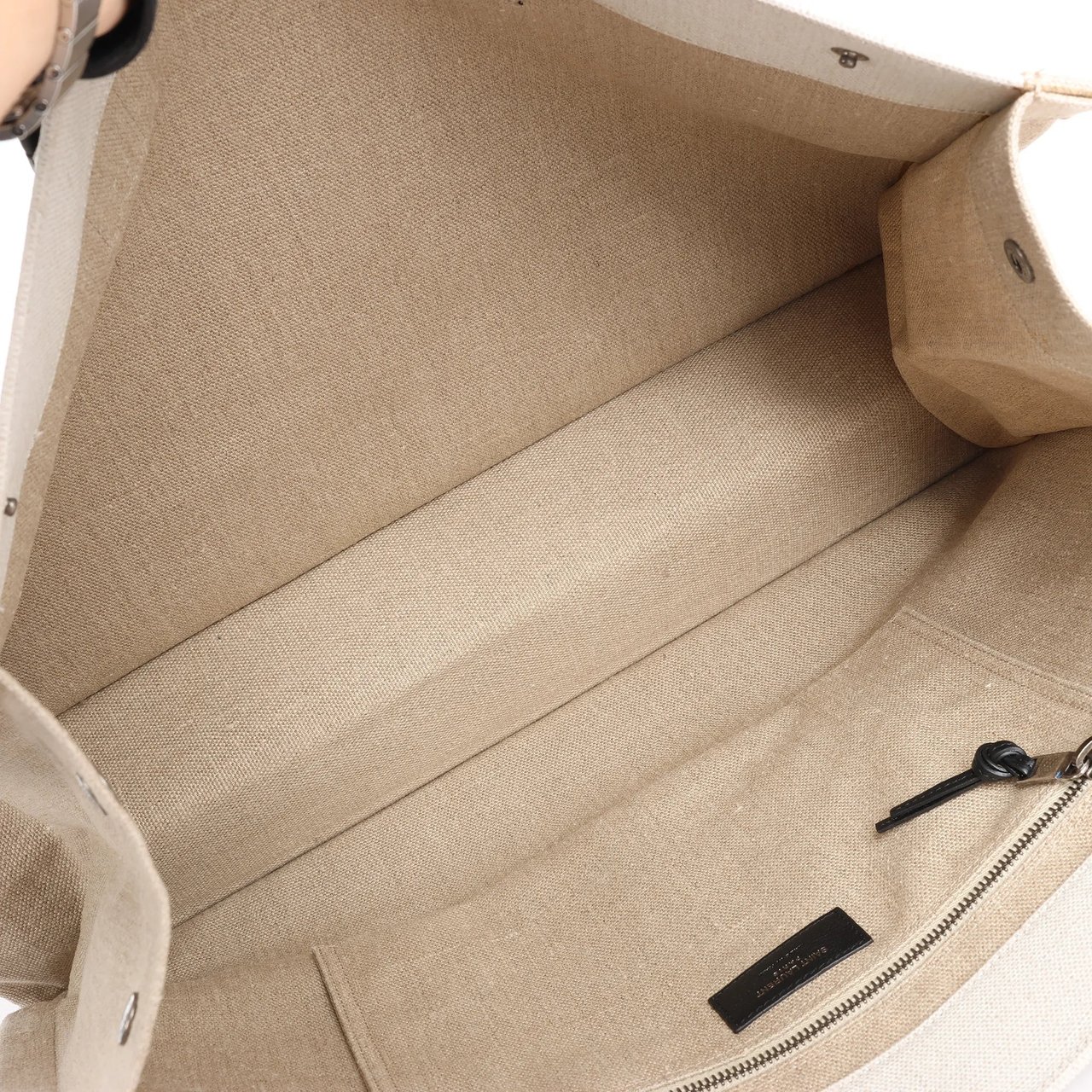 Saint Laurent Saint Laurent Rive Gauche Large Tote Bag in Printed Canvas and Leather in Beige 499290 Beige