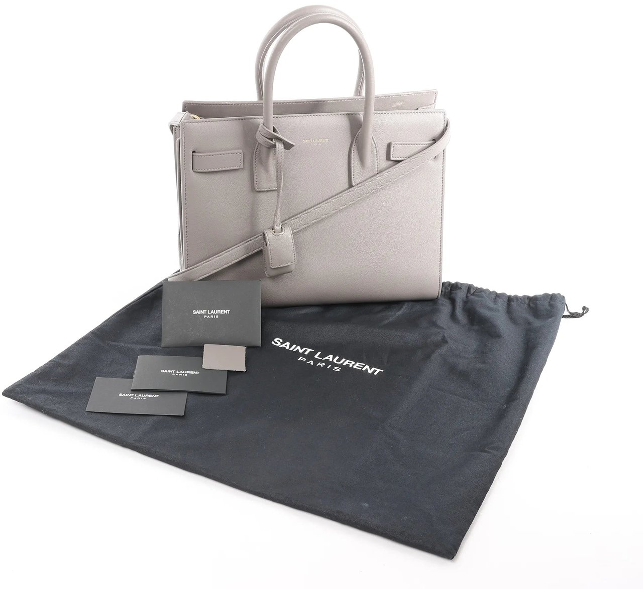 Saint Laurent Saint Laurent Paris Sac de Jour Baby Leather 2Way Handbag in Gray 398710 Grijs