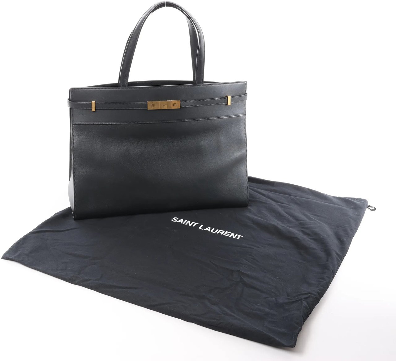 Saint Laurent Paris Manhattan Leather Shoulder bag in Black 553745 Zwart