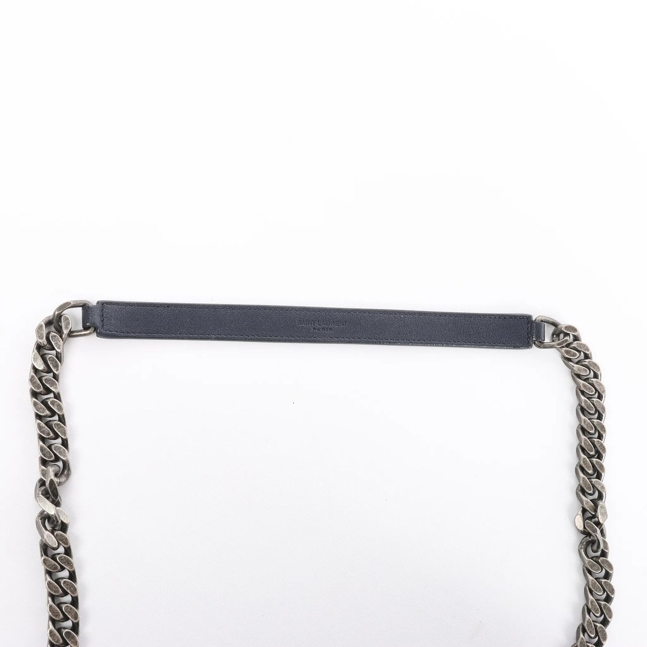 Saint Laurent Saint Laurent Paris College Monogramme Leather Chain Handbag in Navy Blue 392738 Navy