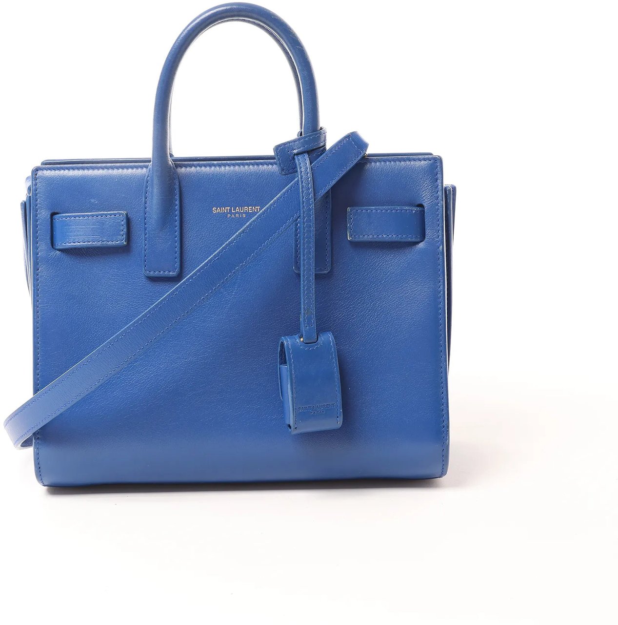 Saint Laurent Saint Laurent Paris Sac de Jour Nano Leather 2Way Handbag Blue 340778 Blauw