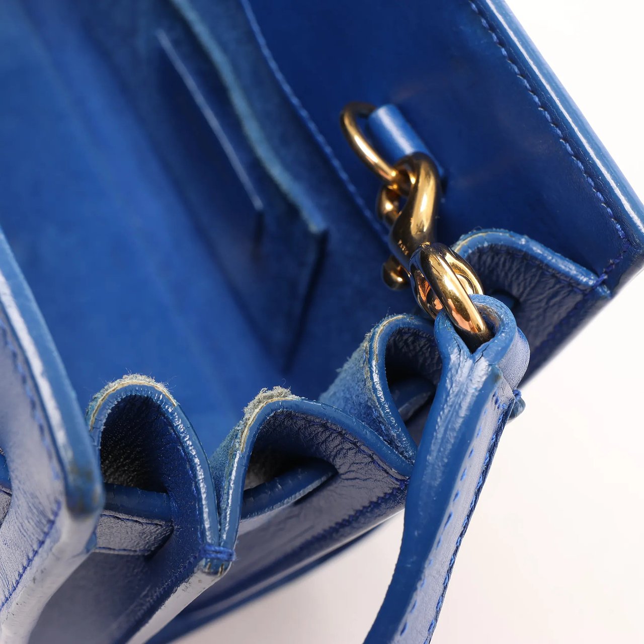 Saint Laurent Saint Laurent Paris Sac de Jour Nano Leather 2Way Handbag Blue 340778 Blauw